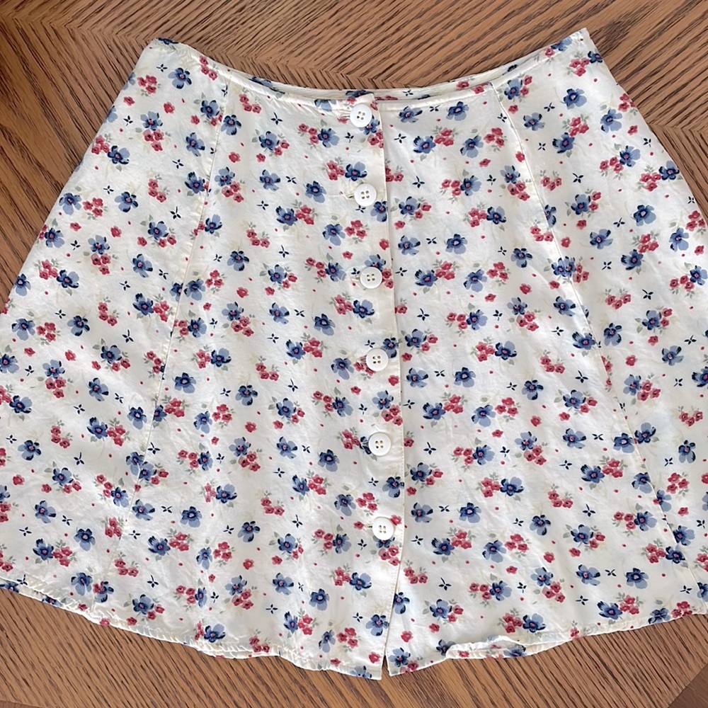 Vintage Express Yellow Floral Mini Skirt